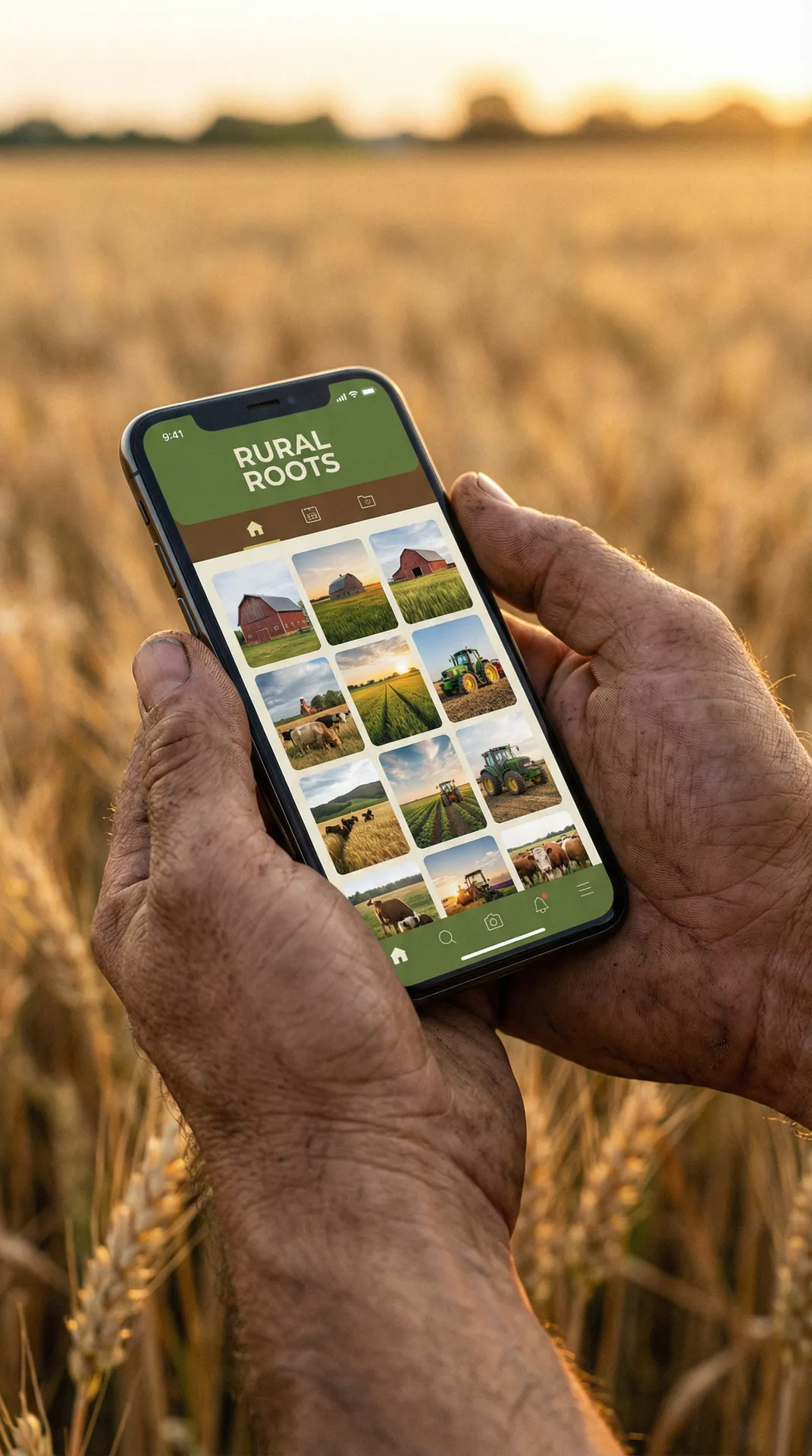 手机上展示的 老汉推车- 乡村生活APP界面截图