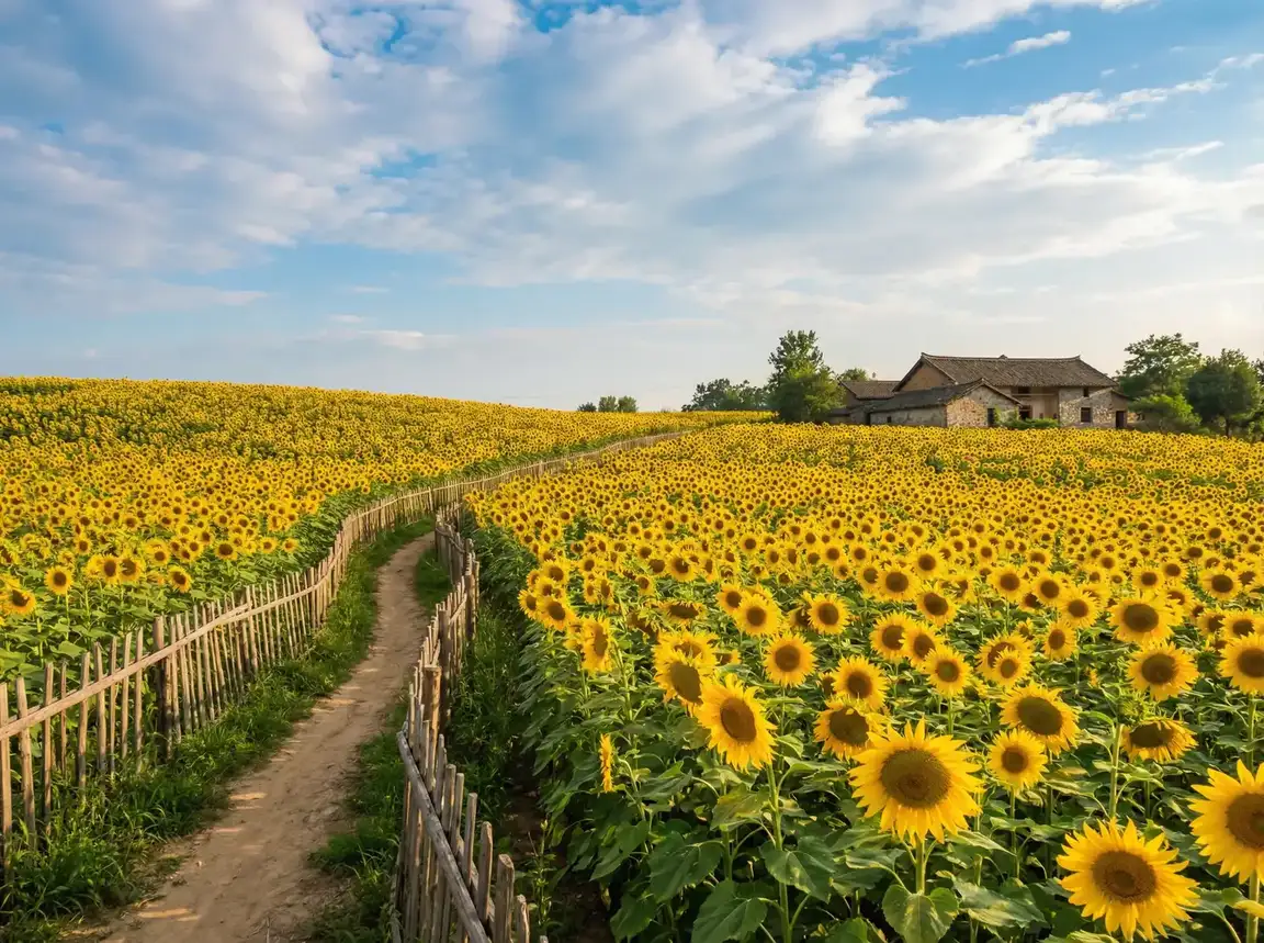 金灿灿的向日葵花海 - 老汉推车- 乡村美景